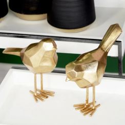 Faceted Bird 2 Piece Sculpture Set